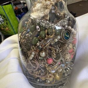 Mix of Vintage Costume Jewelry Lot - Pearls, Gold Tones, Green & Coral Accents